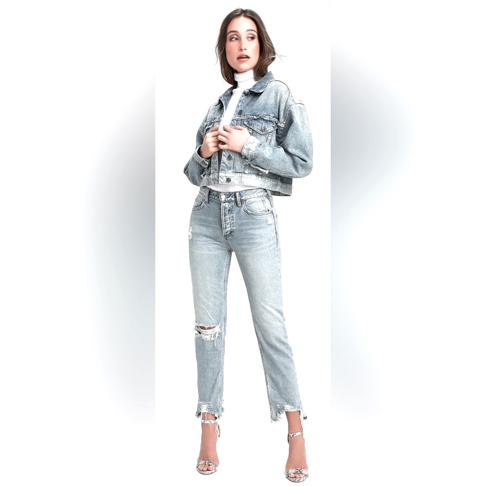 FREE PEOPLE CROPPED DENIM JACKET